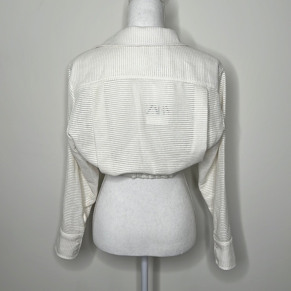 Zara Draped Cropped Top Oyster White Size Small - Picture 3 of 4